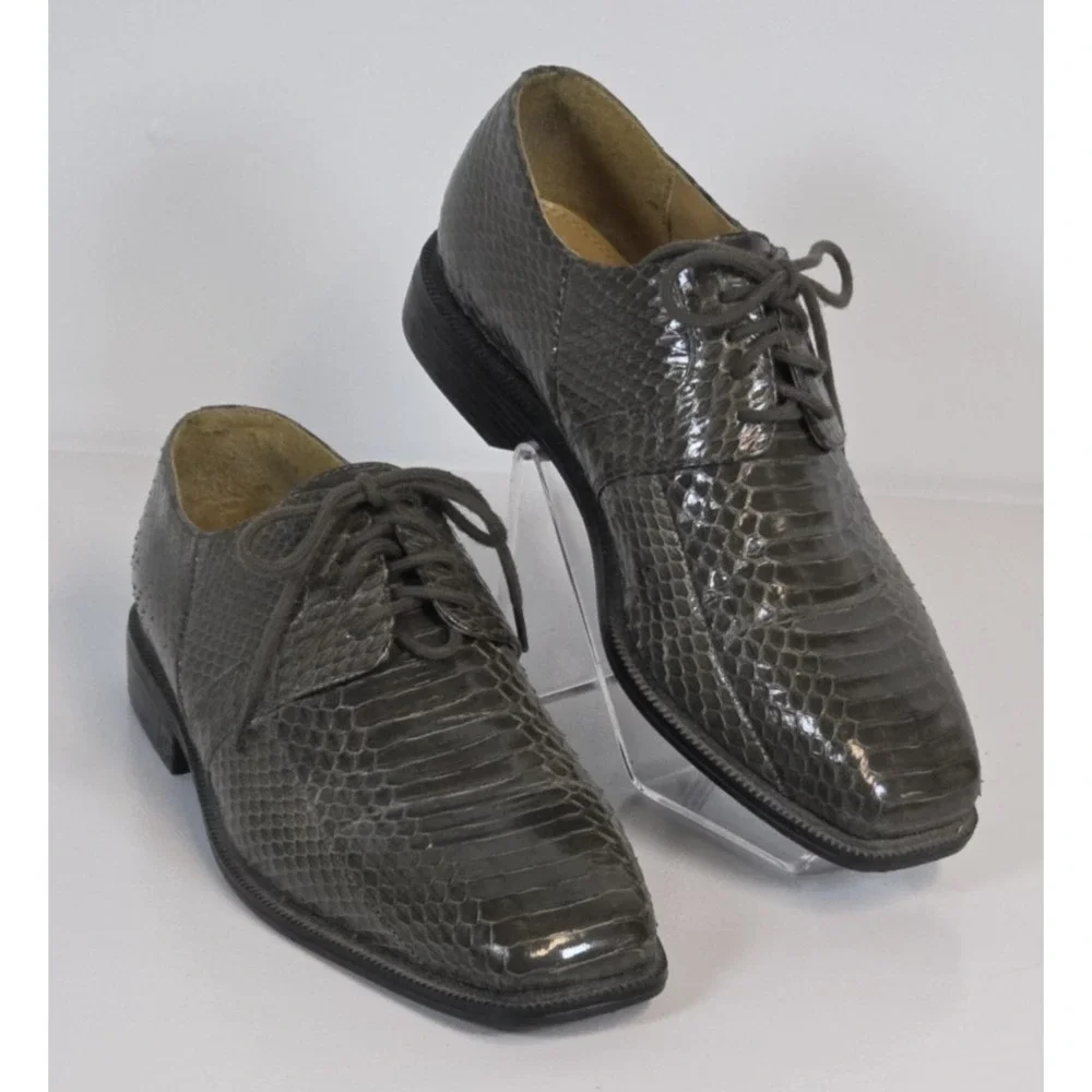 Genuine Snake Skin Shoes Mens 7 Giorgio Brutini Private Collection Gray Oxford
